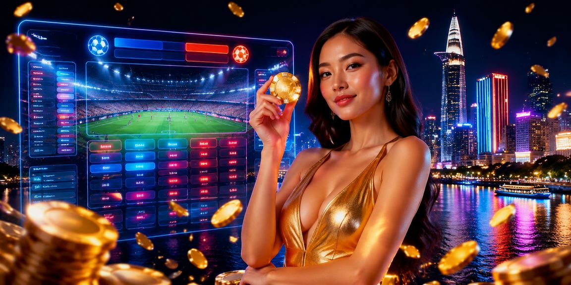 Màn hình hiển thị giao diện cá cược trực tuyến tại Hồ Chí Minh với ánh đèn neon rực rỡ về đêm